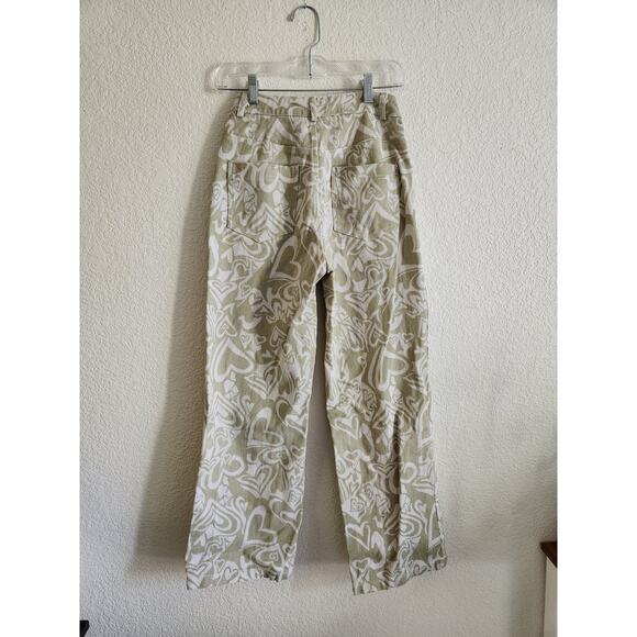 Pretty Garbage Women's Heart Pale Green Boyfriend Denim Jeans-Sm - Picture 2 of 5